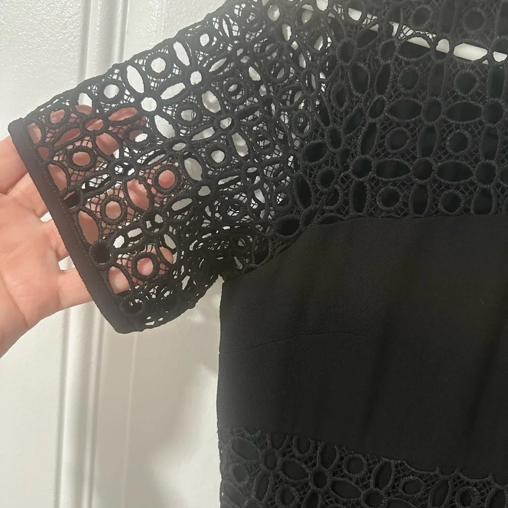 Alythea Black Lace Panel Romper Short Sleeve Fit & Flare, Size Medium NEW - Picture 7 of 16